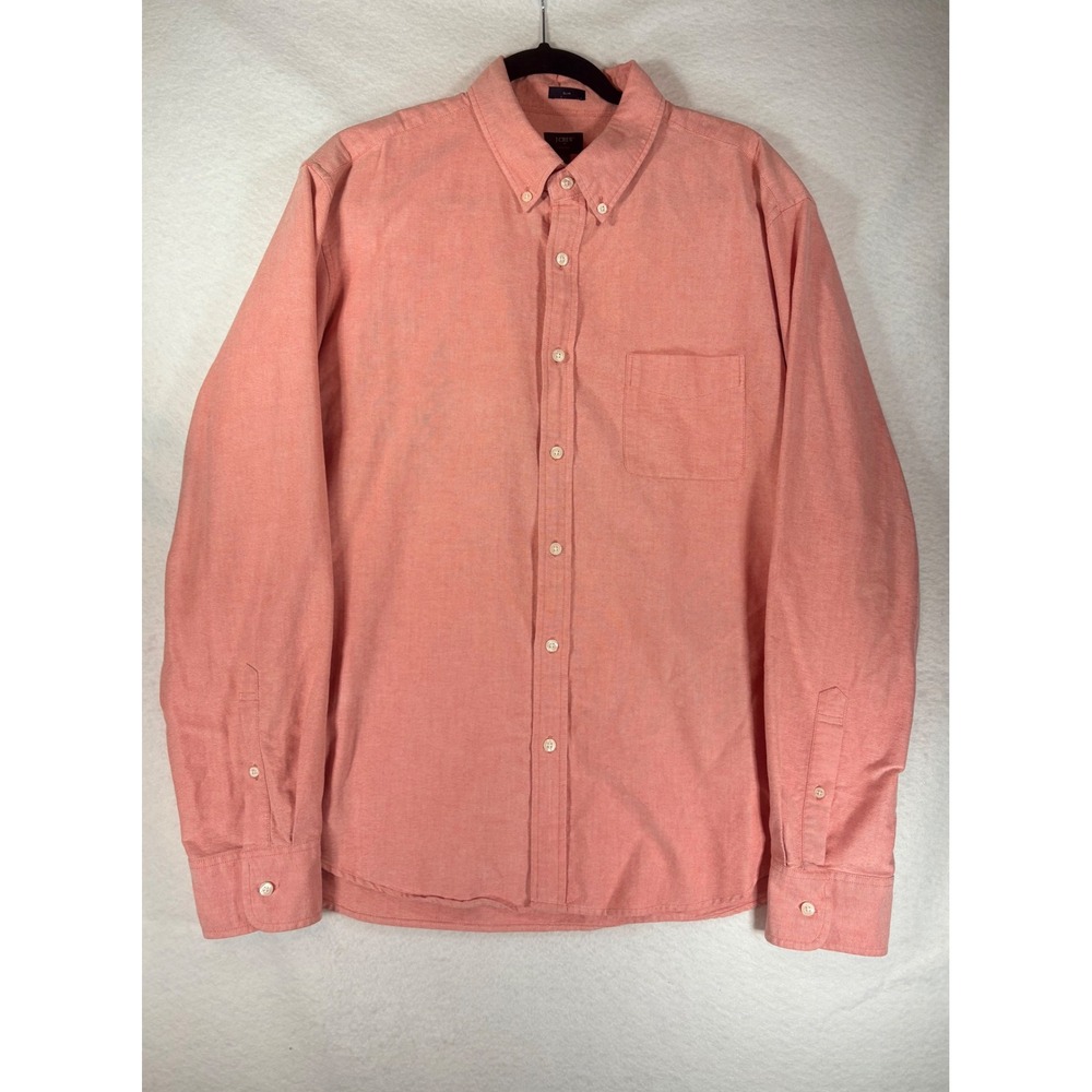 J.Crew Mens Oxford Slim Fit Long Sleeve Button Down Shirt Coral XL‎